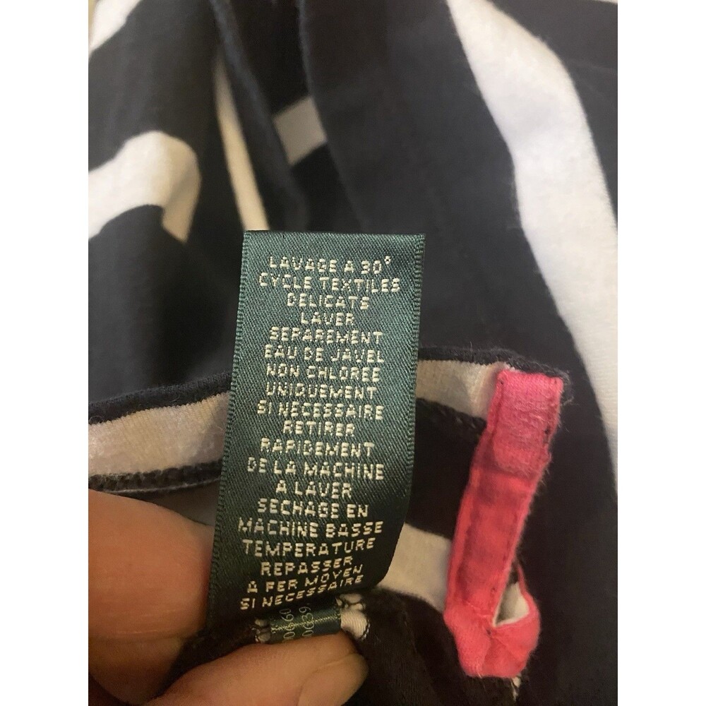 Lauren Ralph Lauren Active Striped Polo Shirt Y2k Era Black White Pink Women 1X - Picture 13 of 14